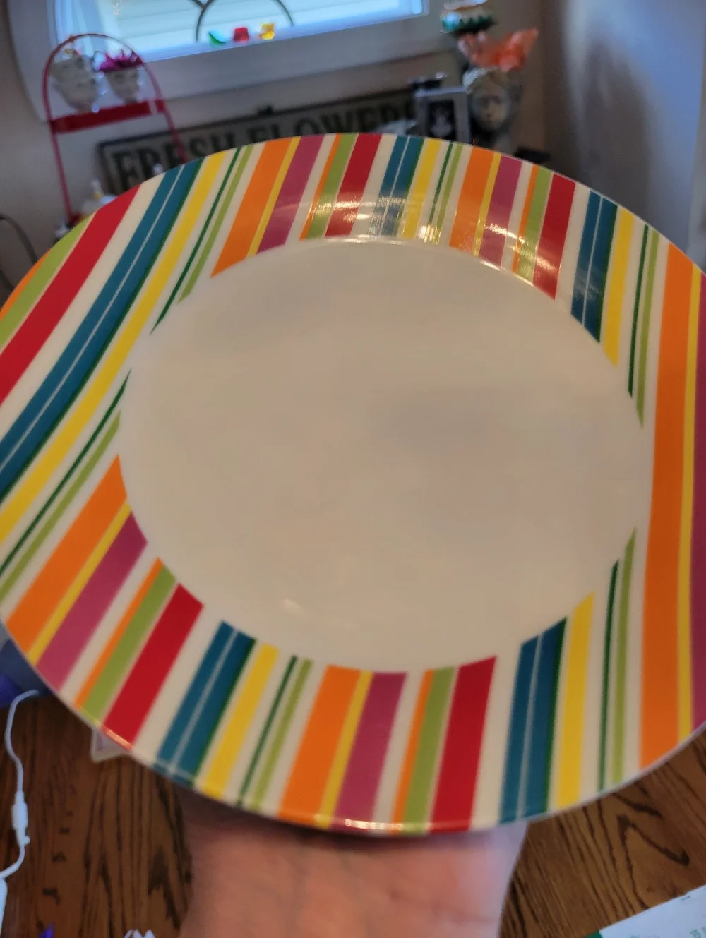 Danica Breakfast Set - Multicolor Striped Dining Set Mug Bowl Plate ~ Colorful!